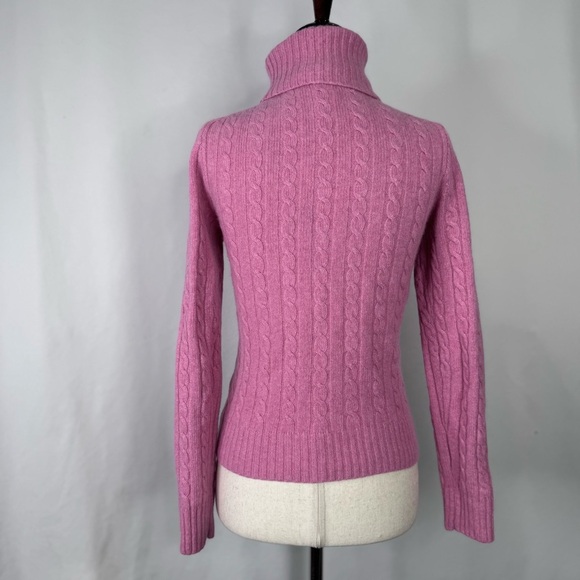 J. Crew Rose Pink Cable Knit Turtleneck Sweater Cashmere blend - Picture 4 of 5
